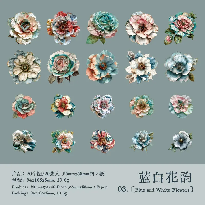 20 pcs/lot Vintage Flower Arrangement Stickers