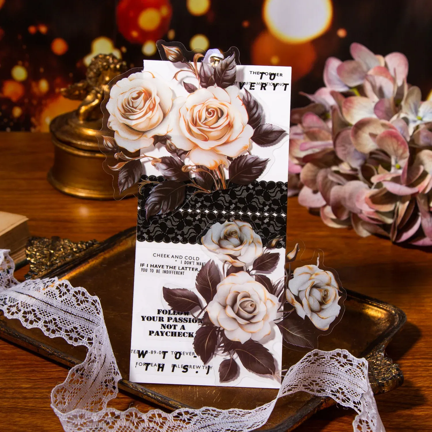 10pcs Large size rose flower PET Sticker