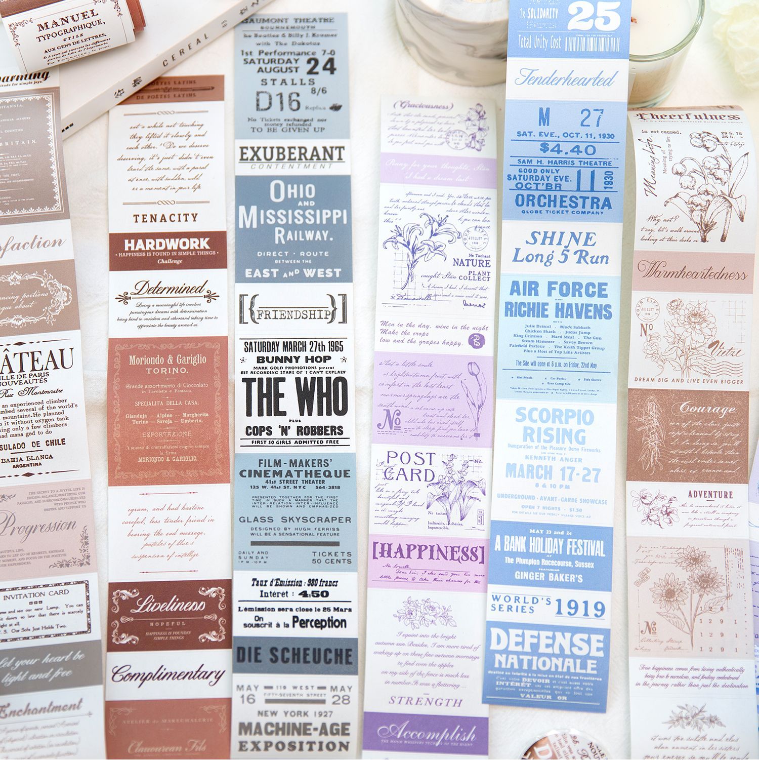 Vintage Text Phrase Labels Kraft Paper Tape - 1.97 inches * 78.74 inches