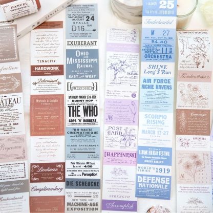 Vintage Text Phrase Labels Kraft Paper Tape - 1.97 inches * 78.74 inches