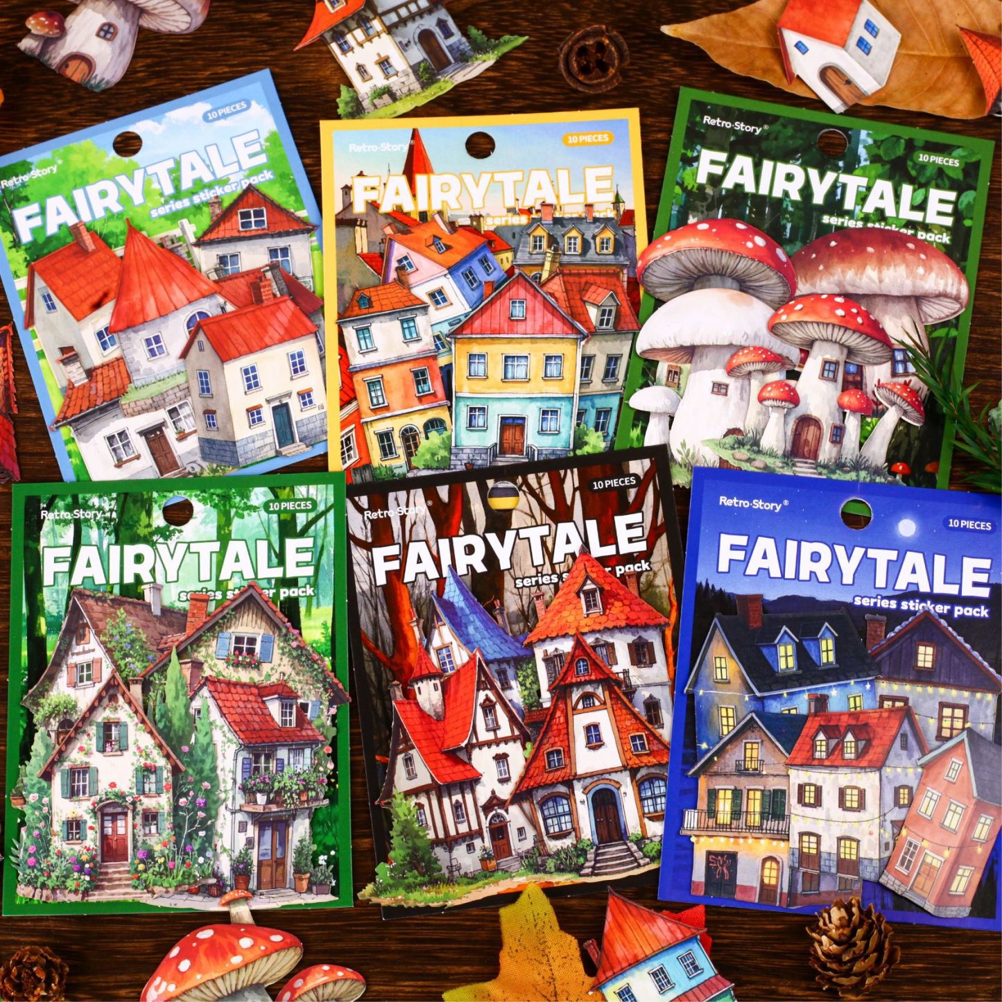 10Pcs/Pack Fairy Tale House Theme Hard Card Sticker