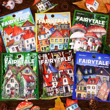 10Pcs/Pack Fairy Tale House Theme Hard Card Sticker