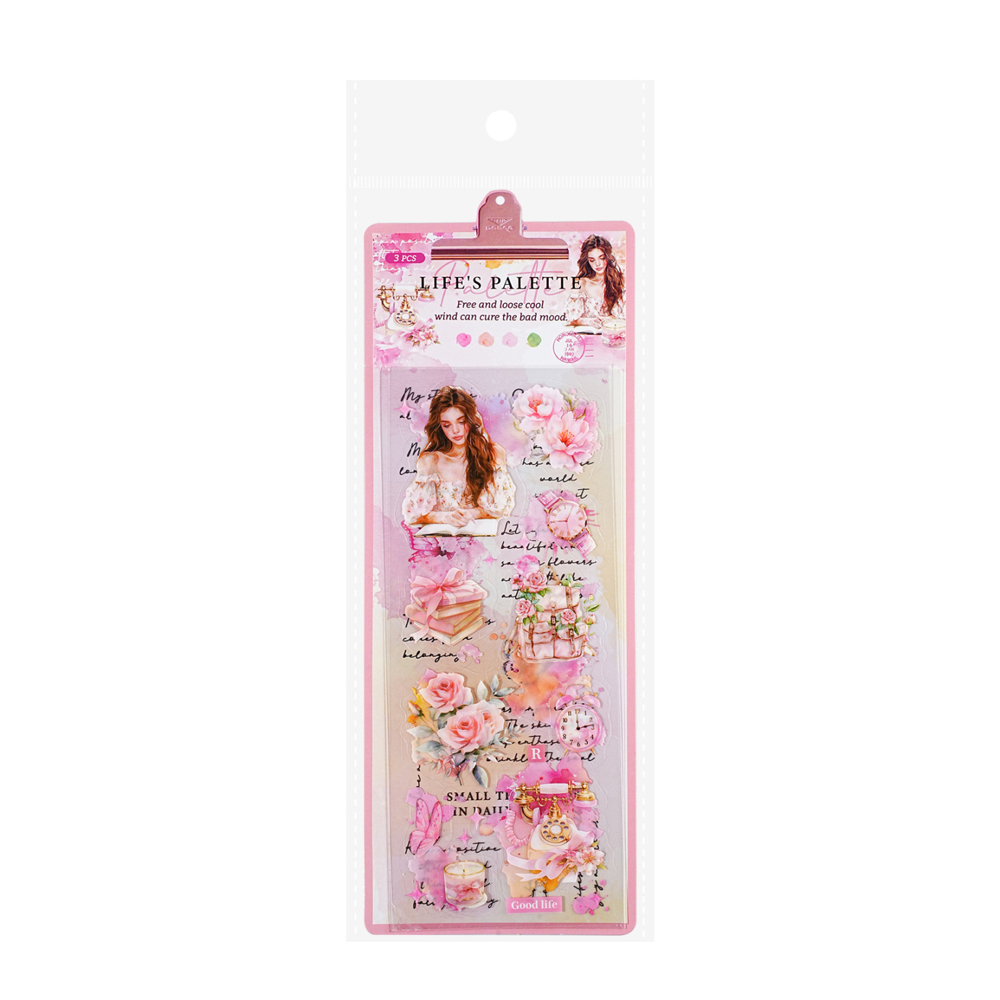 3 Sheet/Pack Flowers and Girls PET Stickers - Journaing Collage - 2.56 inches * 6.10 inches