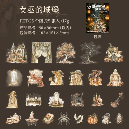 25pcs/1lot Enchanted Forest PET Sticker
