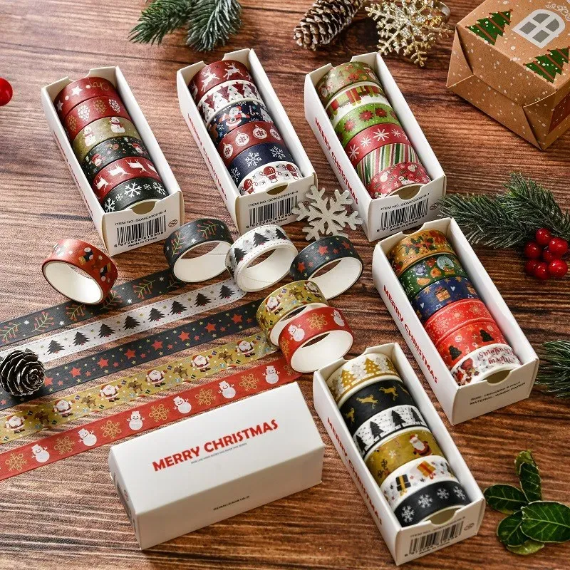 6 Rolls Christmas Holiday Washi Tape Snowflake Deer Christmas