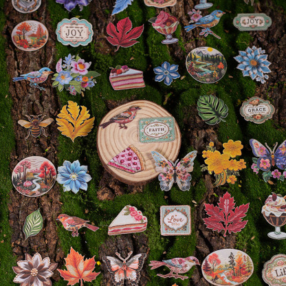 20 Pcs/Pack Embroidery Floral Theme Card Stickers