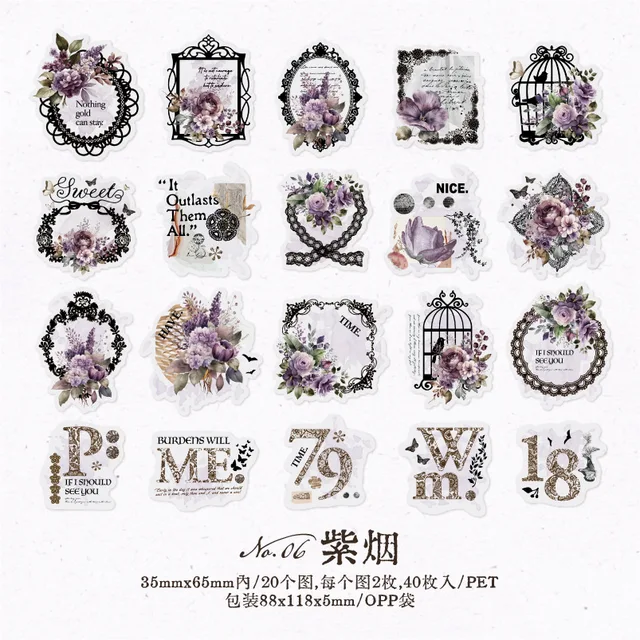 40pcs/1 lot Lace Frame Scrapbook Decorative Stickers