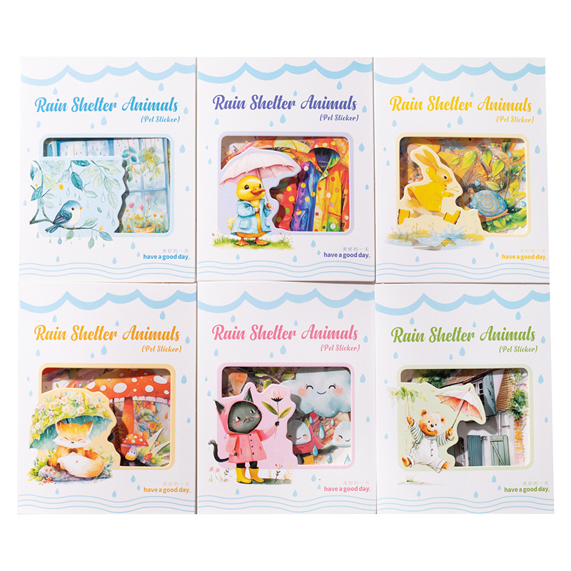 15Pcs/Pack Rainy Season Small Animal Theme PET Stickers