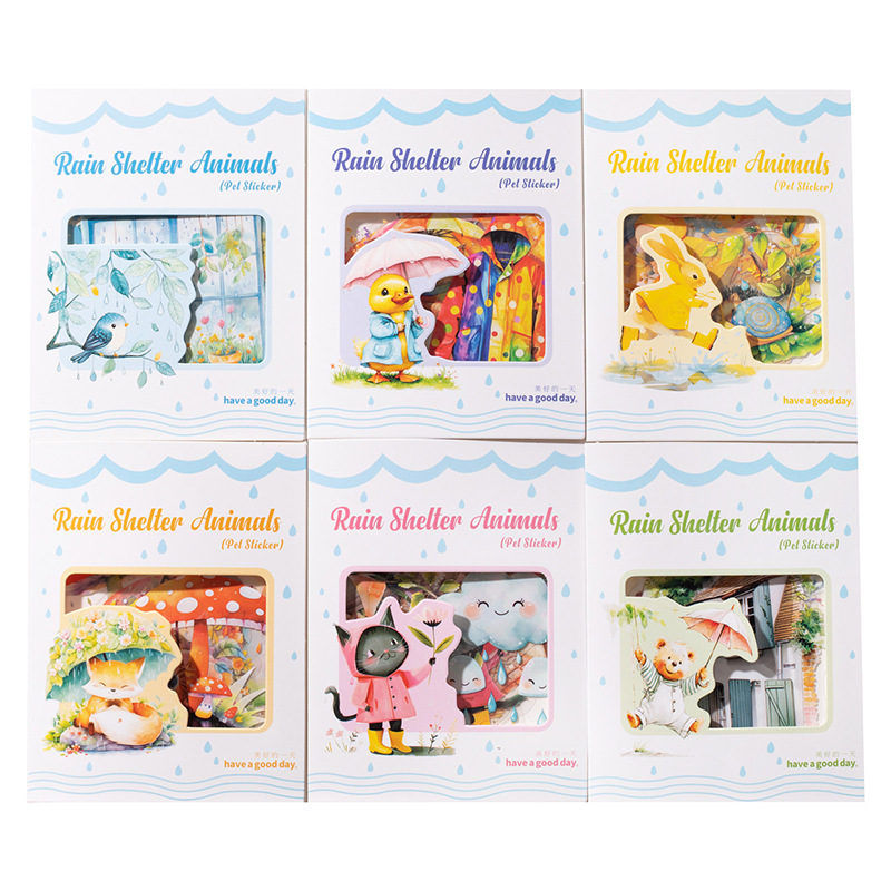 15Pcs/Pack Rainy Season Small Animal Theme PET Stickers