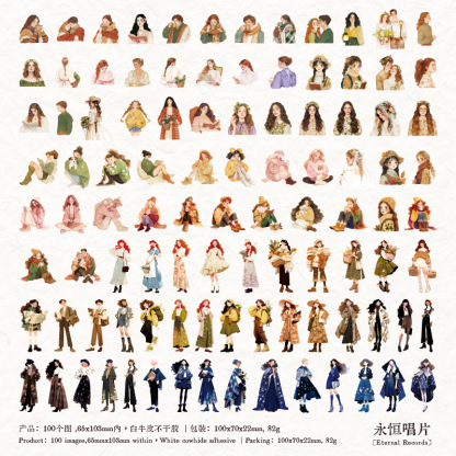 100Pcs/Box Character Theme Stickers