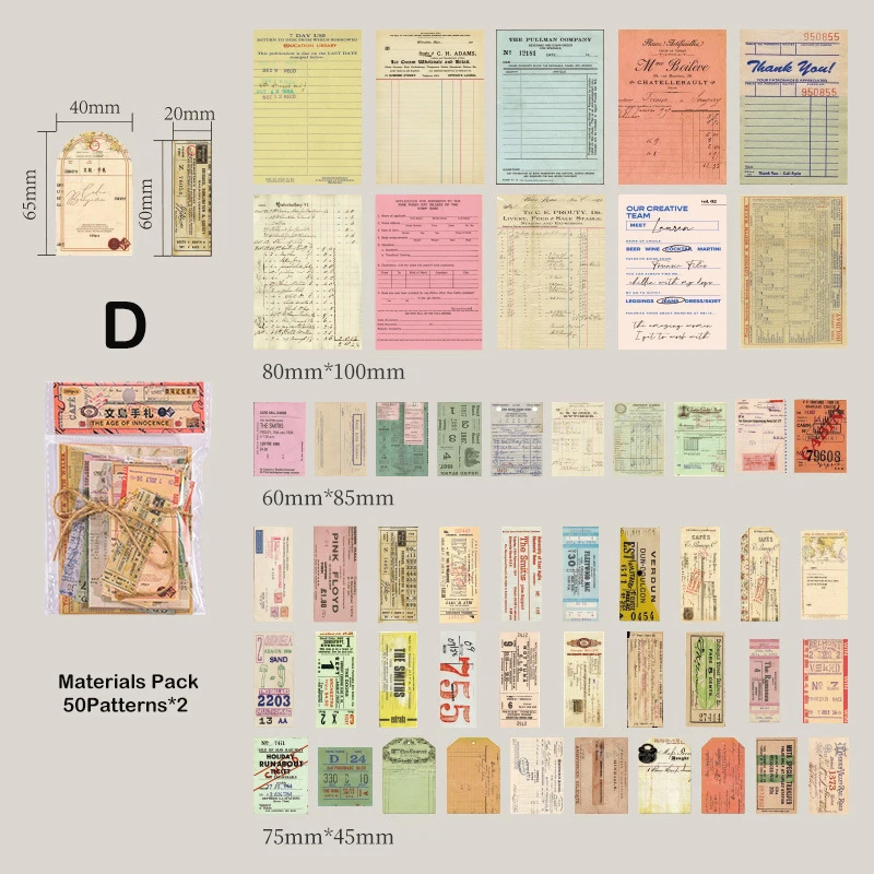 100 pcs/pack Vintage Scrapbook Materials Paper