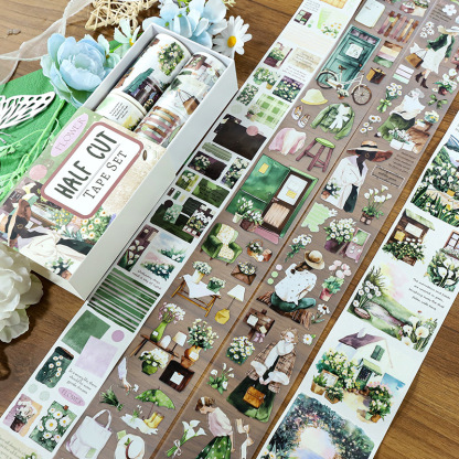 4-roll/set featuring people and plants PET tape set Multiple Designs