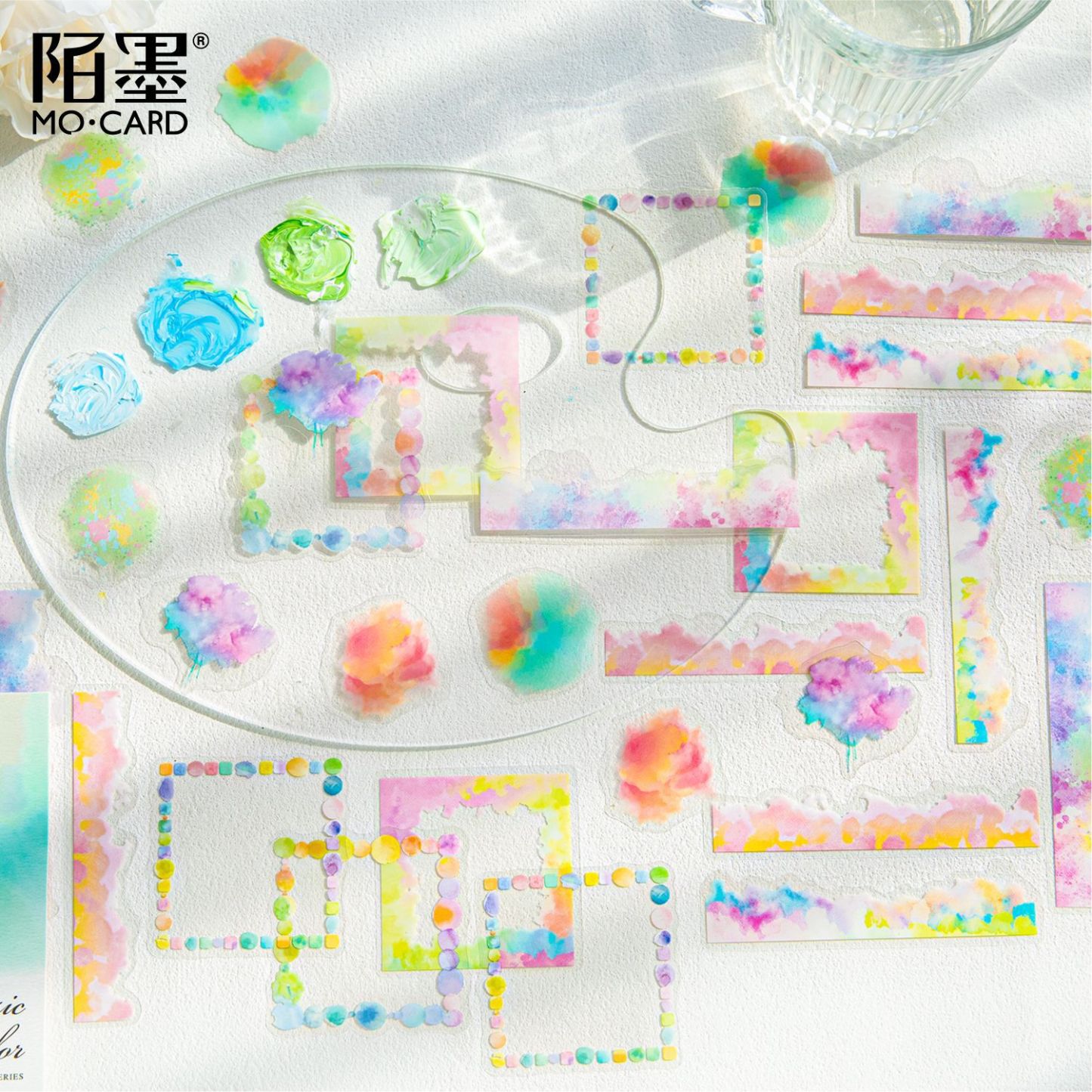 20Pcs/Pack Watercolor Frame Theme PET Stickers
