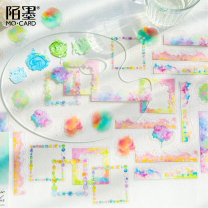 20Pcs/Pack Watercolor Frame Theme PET Stickers