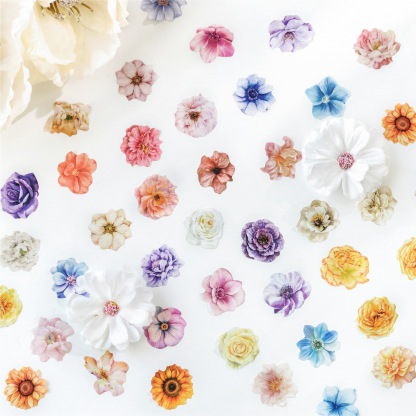100Pcs/Roll Flower Theme PET Tape 1.18*78.74 inch