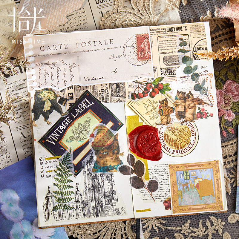 30pcs/pack Retro Botanical Collage Theme Material Paper