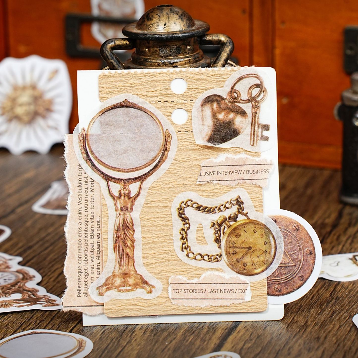 50Pcs/Pack Vintage Metal Steampunk Washi Stickers