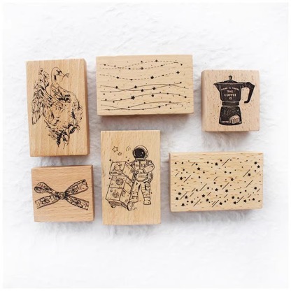 Moodtape Studio Coffee Starry Sky Bowknot Wooden Stamp