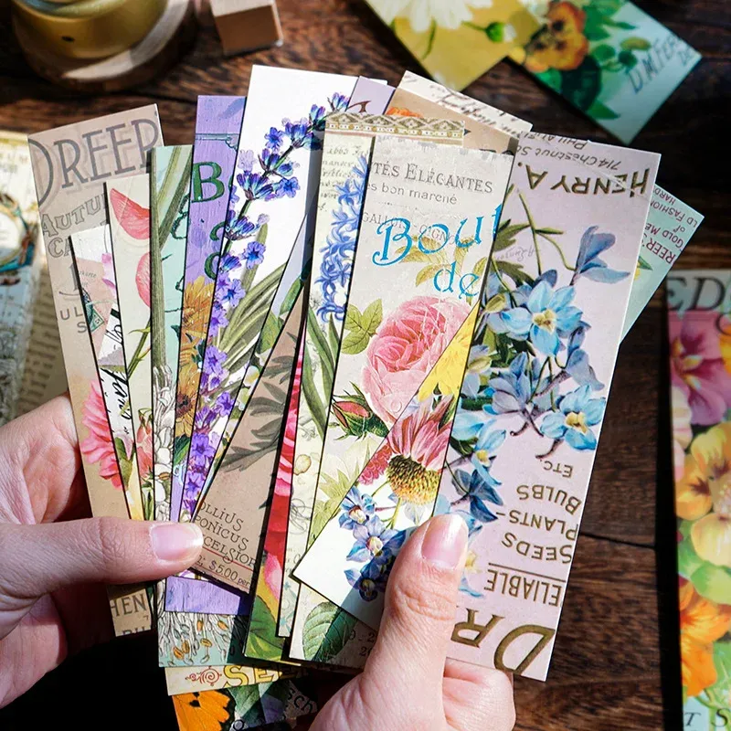 30 Pcs Vintage Botanical Flower Paper Bookmarks