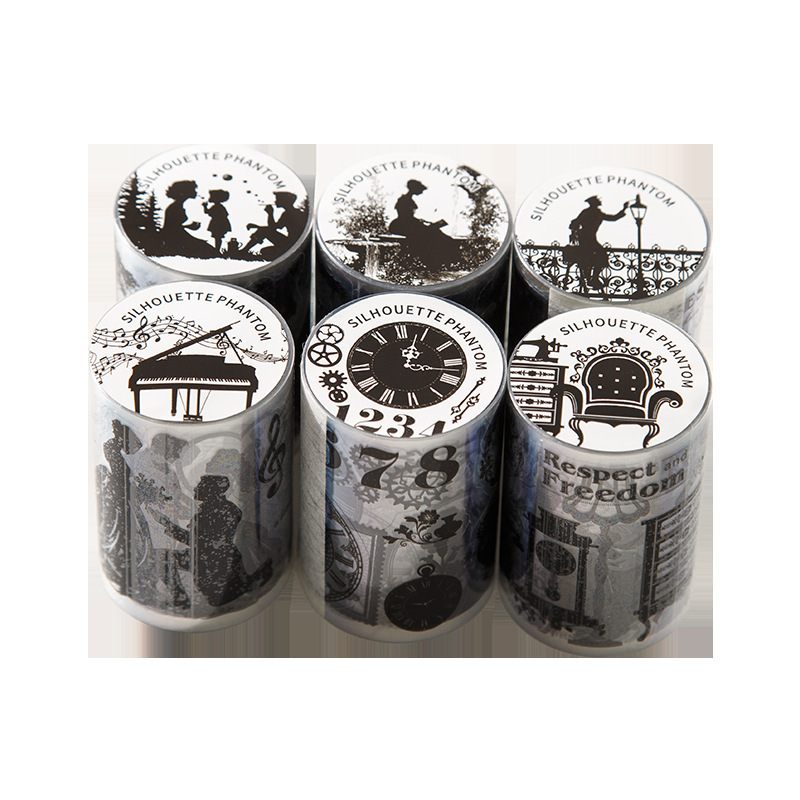 Black Contour Silhouette PET Tape 2.36*78.74 inch