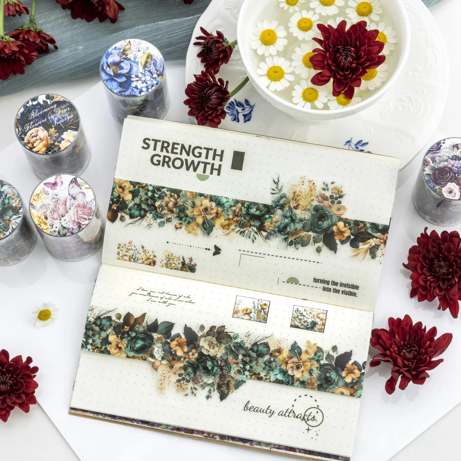 5x200cmFour Seasons Flower Theme PET Tape