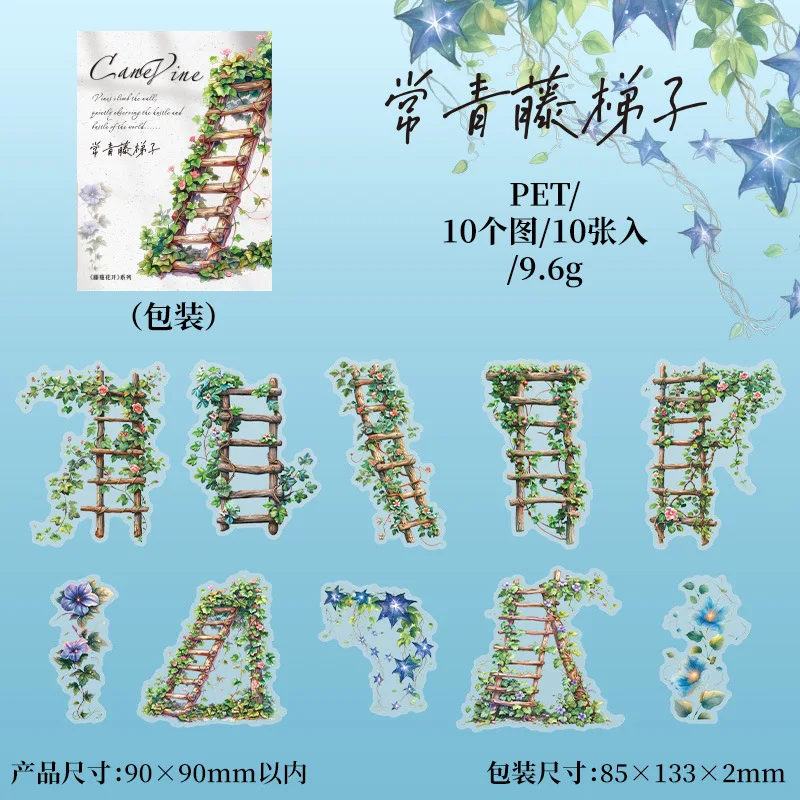 10pcs/1lot Vine Blossoms PET Sticker