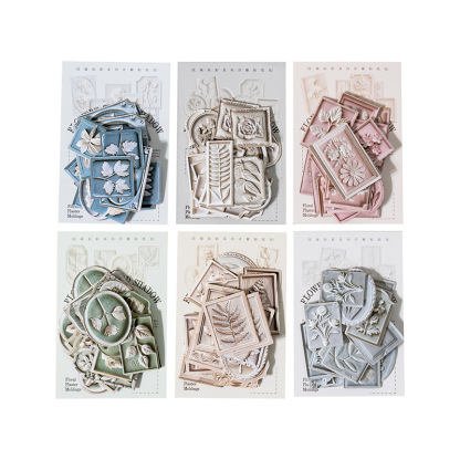 30Pcs Embossed Floral Theme Stickers