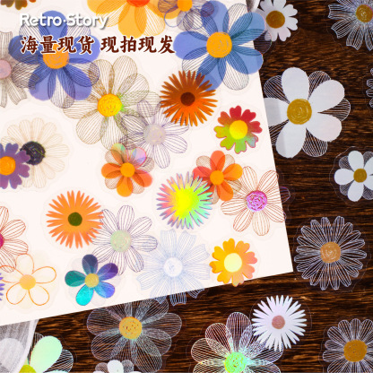 20pcs/Pack Retro Floral Themed PET Stickers