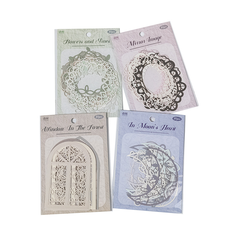 10Pcs Vintage Scrapbook Hollow Material Paper