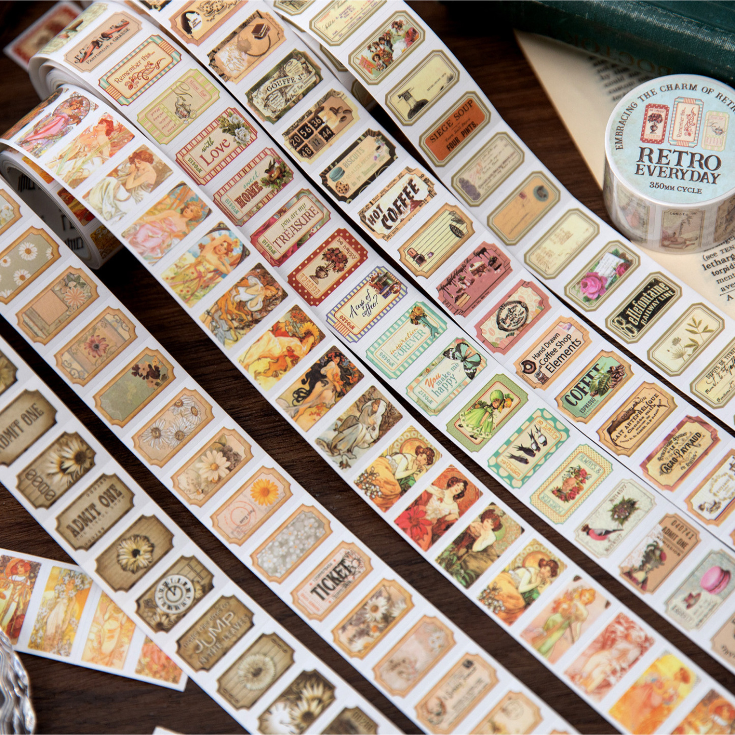 Vintage Label Theme Scrapbook Washi Tape 0.98 inch * 78.74 inch