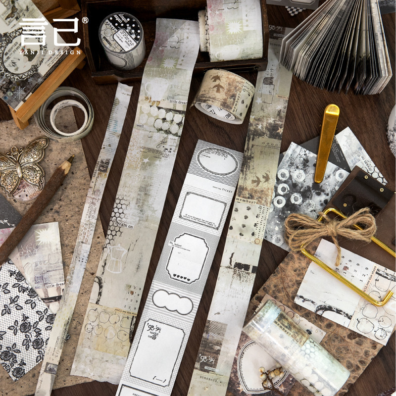 Vintage collage background Washi tape