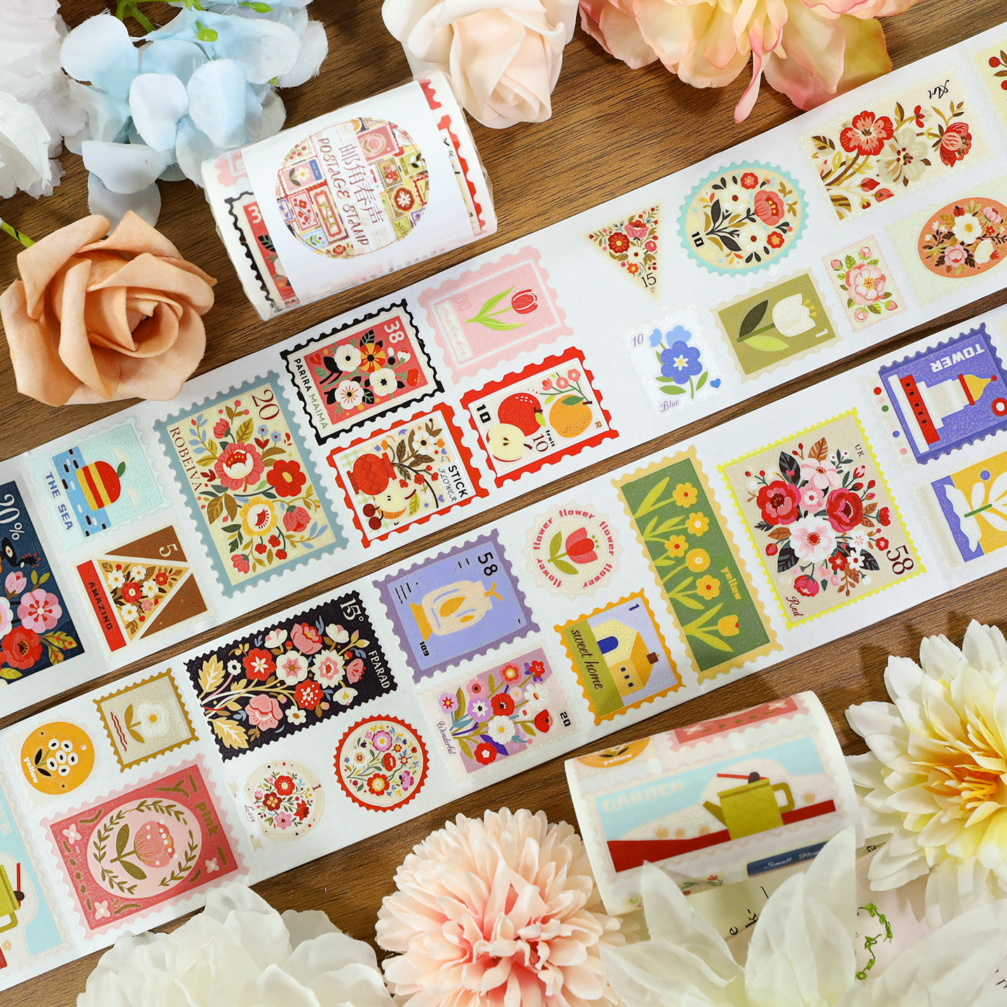 1roll Floral Stamp and Stone PET Tape Multiple Designs