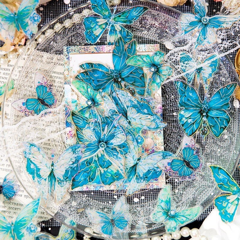 20pcs/lot Vintage Butterflies Aesthetic Flowers PET Stickers-JournalTale