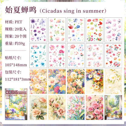 20Sheet/Pack Flower Theme PET Sticker Book