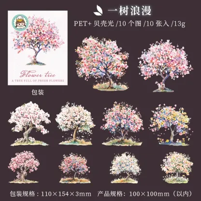 10 Pcs/pack Floral And Tree Landscaping Sticker