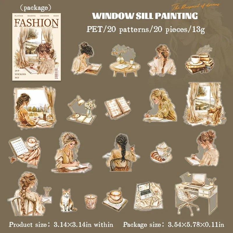 Planner's Daily Series Vintage Character Landscaping PET Sticker Creative DIY Journal Material Collage Stationery