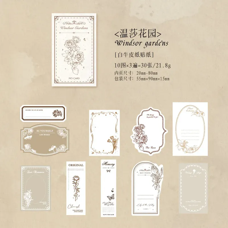 30 Pcs/box Retro framed note stickers