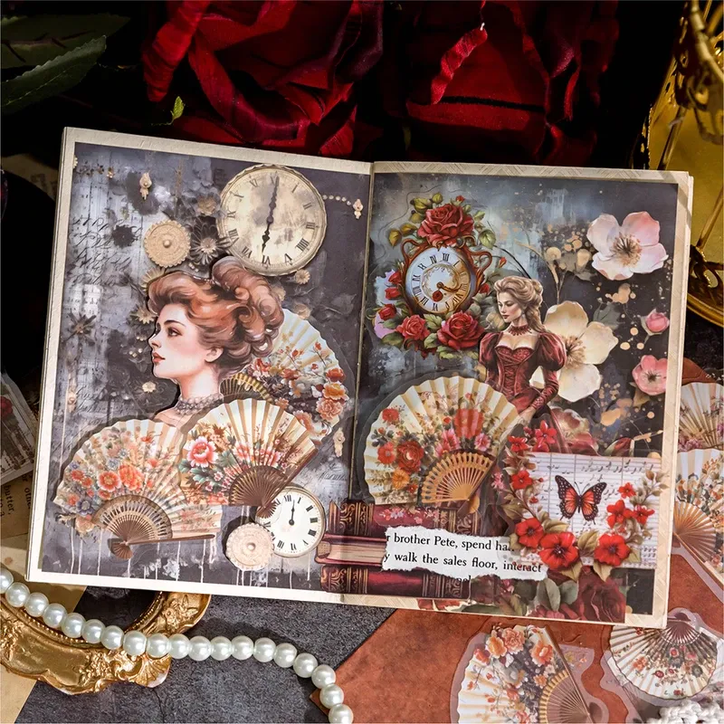 30 Vintage sheets bird cage fan discharge clock themed PET sticker