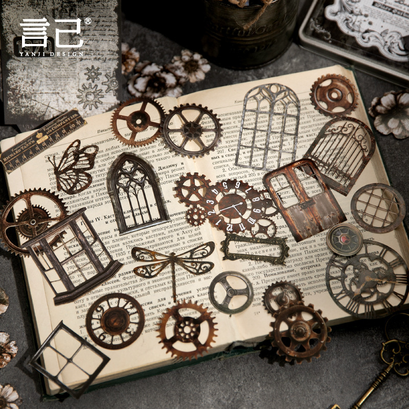 158Pcs/Pack Large Quantity Retro Theme Material Paper