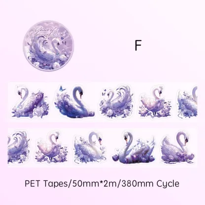 50mm*2m Fantasy Swan Theme PET Tape