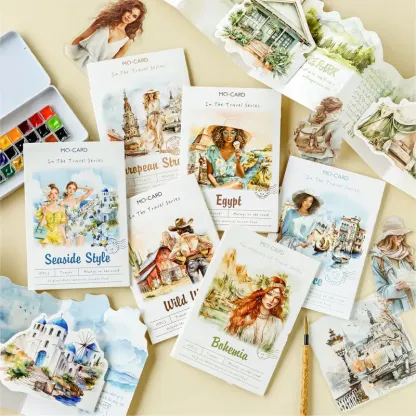 15pcs/1lot Summer Girls Travel Themed PET Stickers