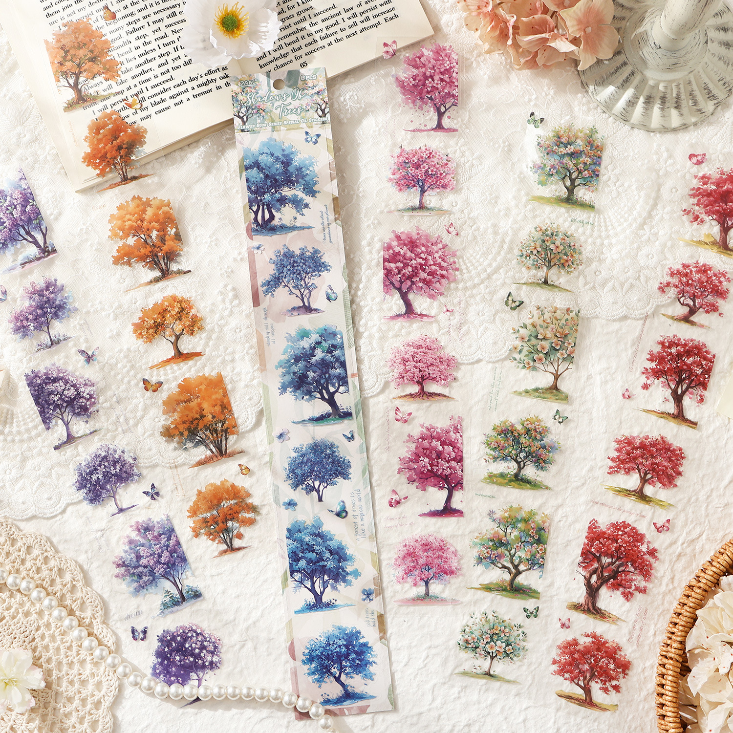 6pcs/Pack Flower Theme PET Stickers