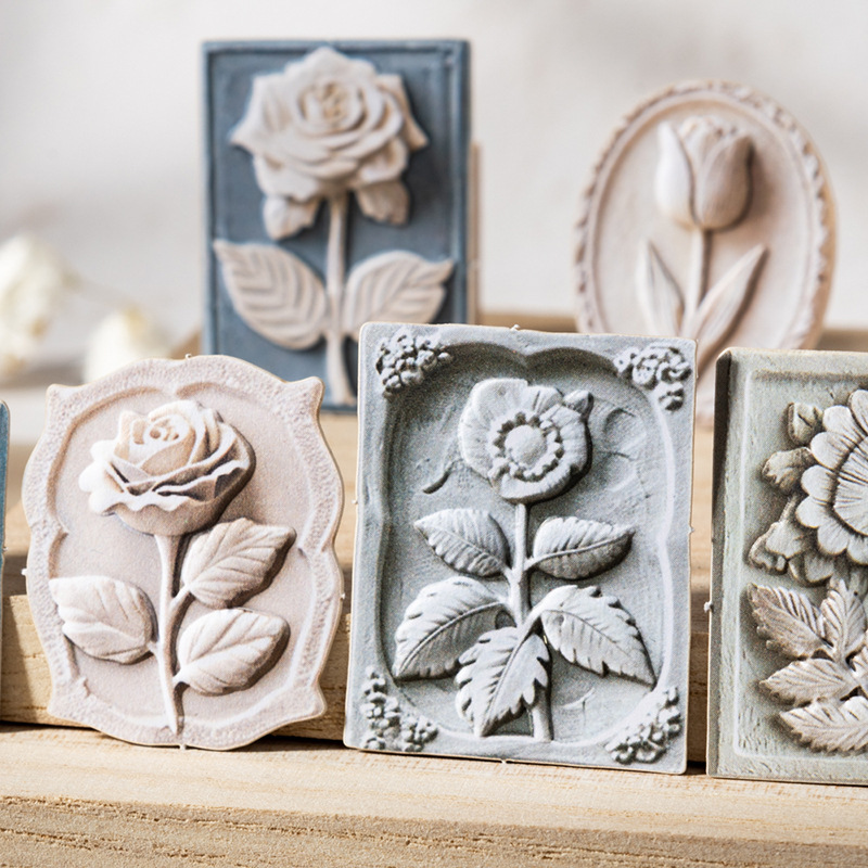 30Pcs Embossed Floral Theme Stickers