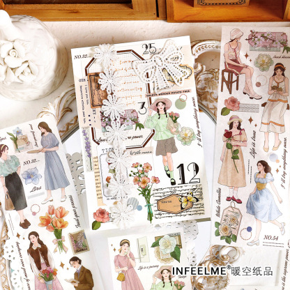 6pcs/pack Girl Character Series Stickers Suitable for Scrapbook Decoration Crafts Junk Journal