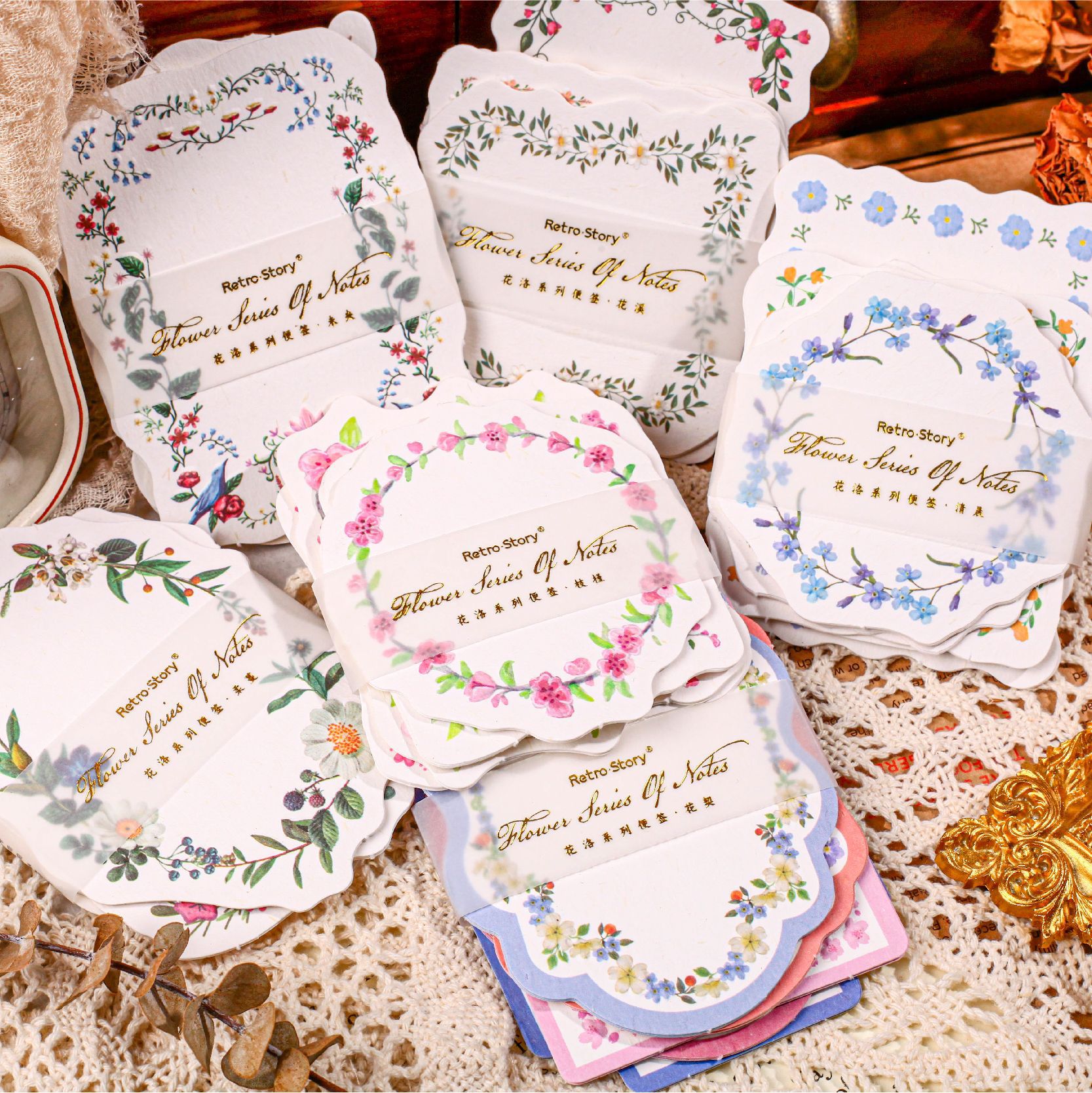 20Pcs/Pack Embossed Flowers Frame Notepad