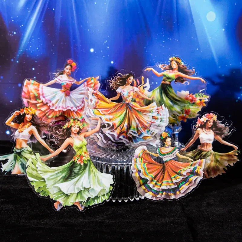 10Pcs Dancing Girl Themed Pet Stickers