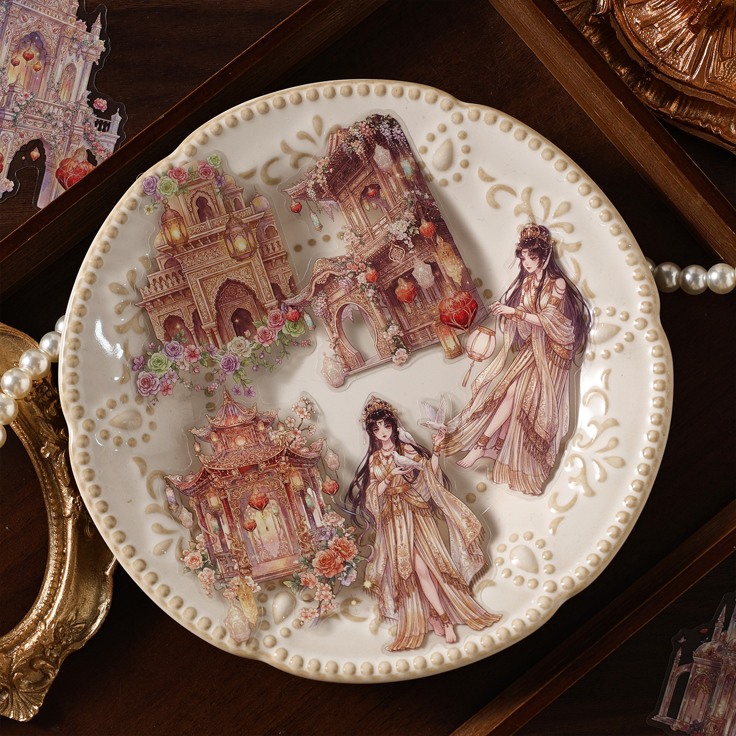 10Pcs Vintage Royal Court Characters PET Stickers