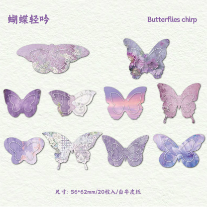 20Pcs/Pack Pre-cut 3D Butterfly Theme Kraft Paper Decorative Material Paper