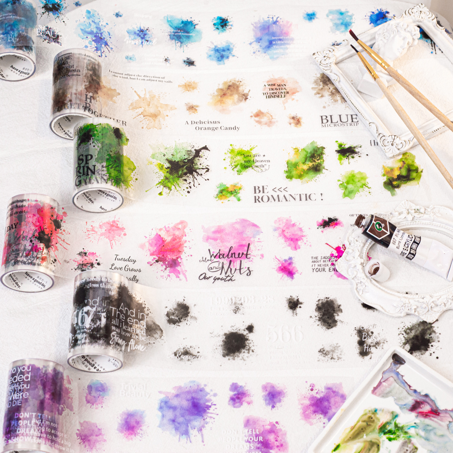 2.36 inch * 78.74 inch Stain Splatter and Text Theme PET Tape
