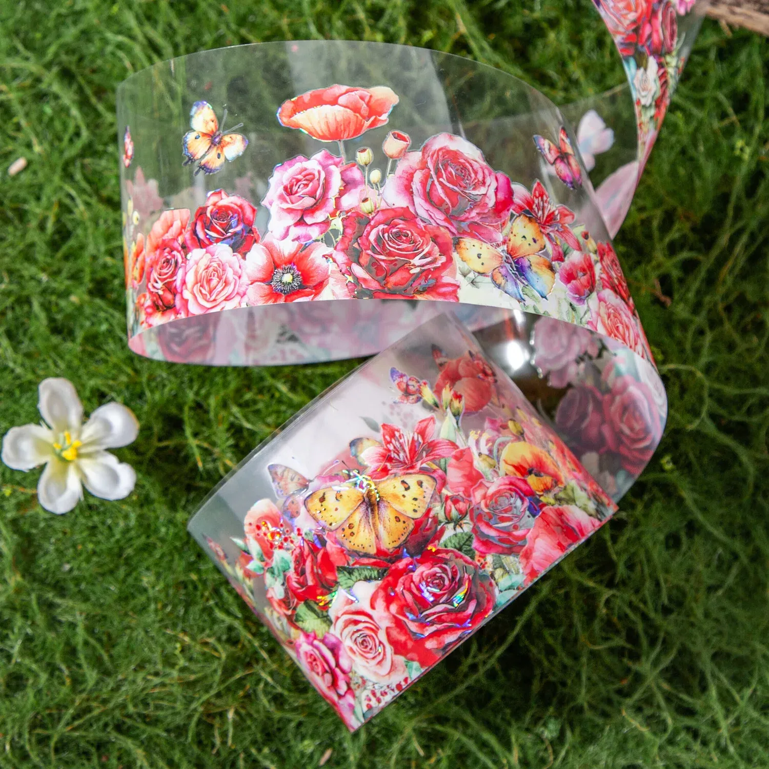 1 Pack DIY Holographic Flower Decorative Scrapbooking PET Tape
